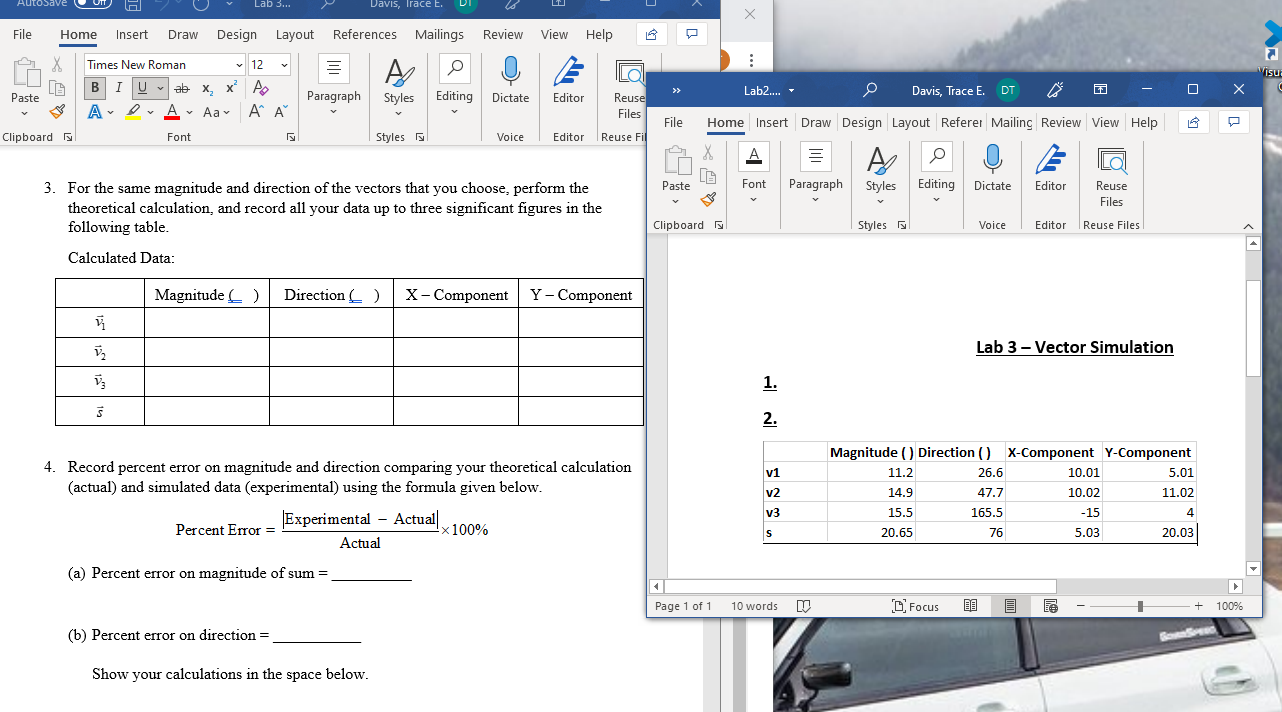 Lab 3... Davis, Trace E. X File Home Insert Draw
