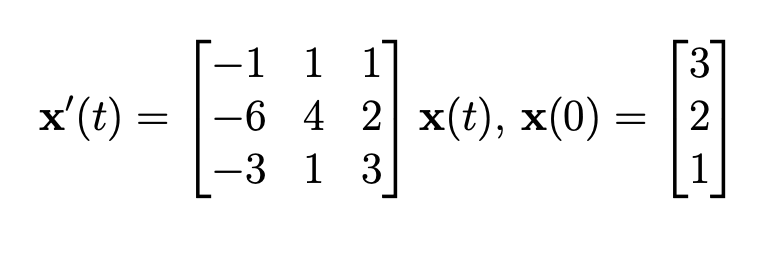 Solve the following system of differential