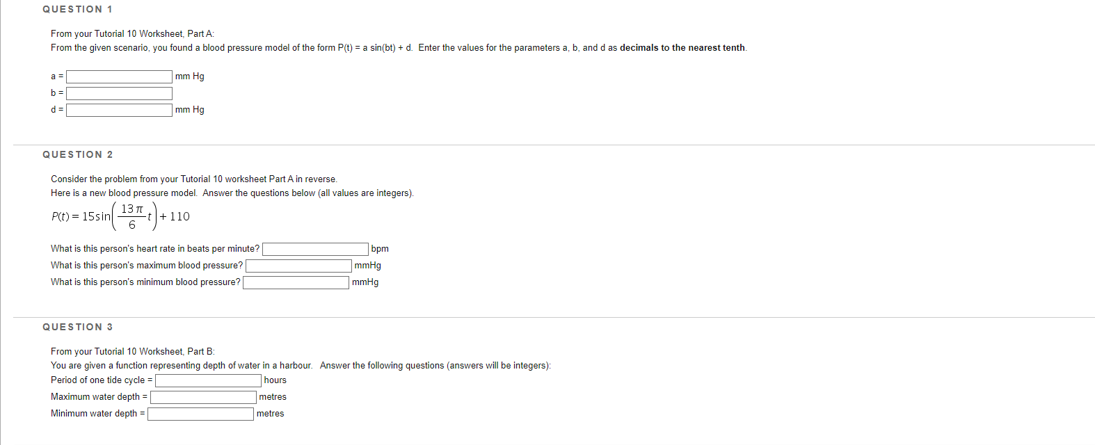 Math 0130 Tutorial 10 A Finding a Blood Pressure