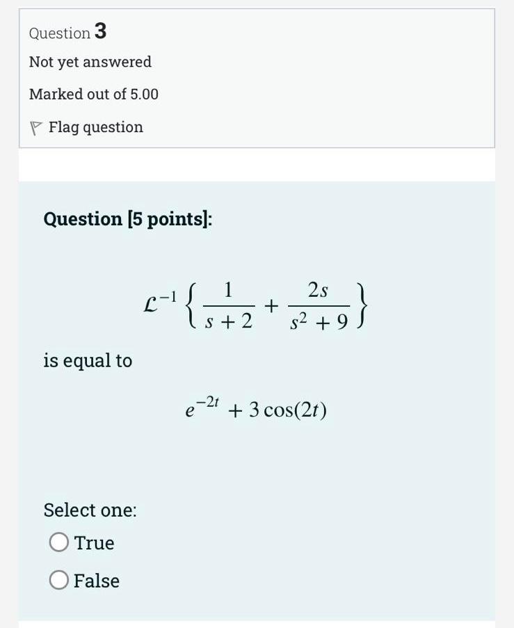 Question 1 Not yet answered Marked out of 5.00