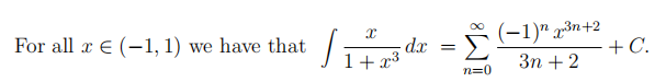 True or false questions: For all r E (-1, 1) we