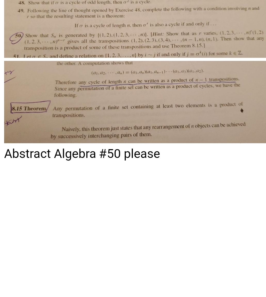 48. Show that if or is a cycle of odd length,