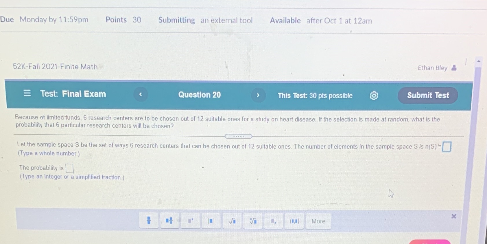 Due Monday by 11:59pm Points 30 Submitting an