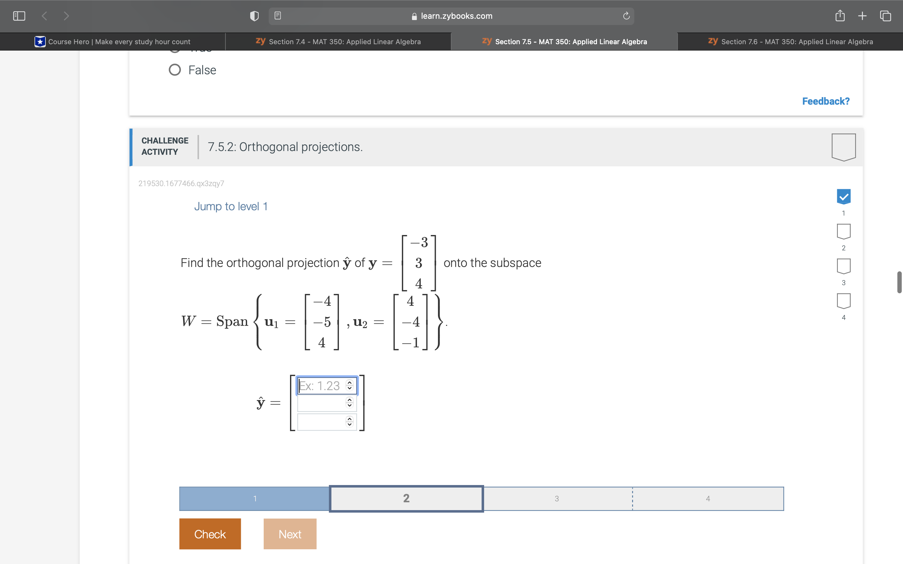 H learn.zybooks.com Section 7.5 - MAT 350: