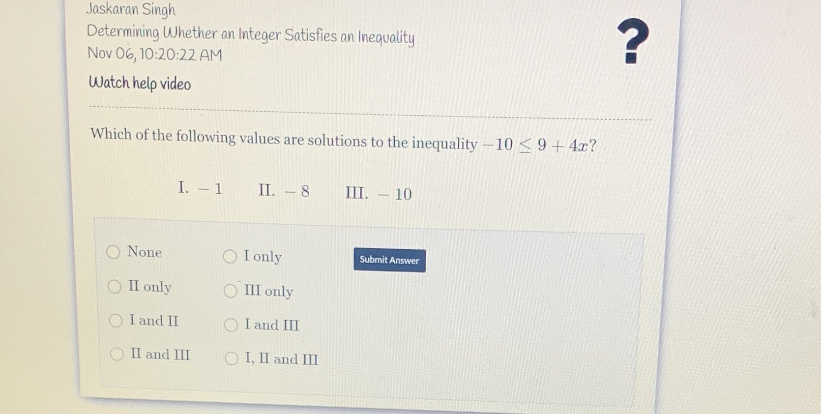 Jaskaran Singh Determining Whether an Integer