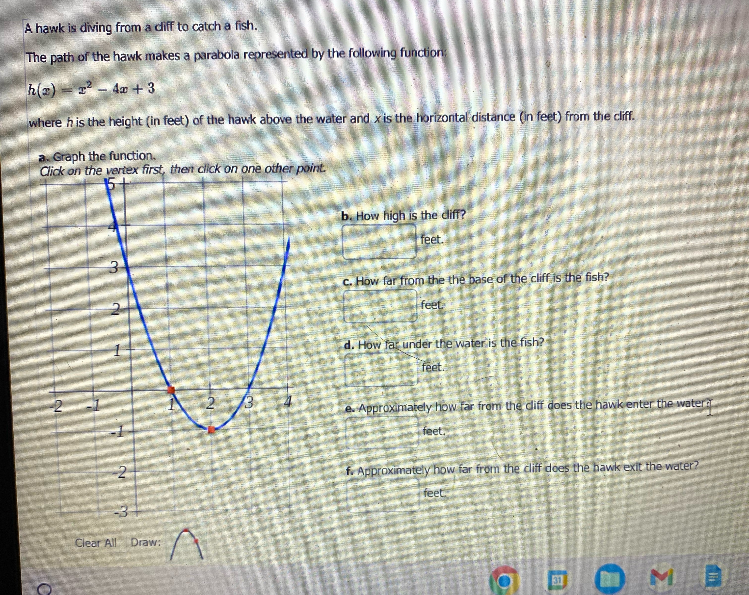 A hawk is diving from a diff to catch a fish. The