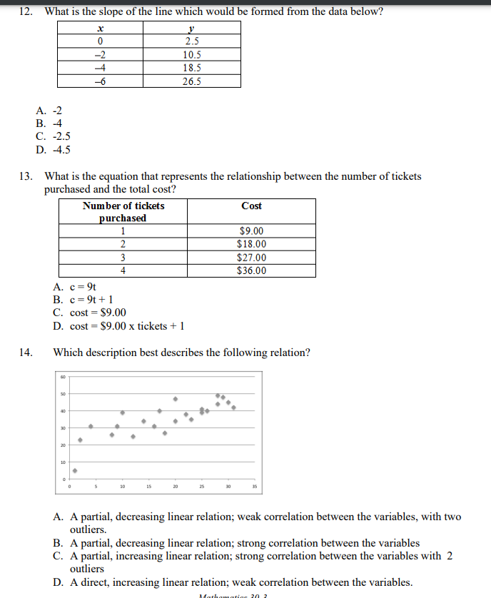 Multiple Cholce Please use the answer sheet