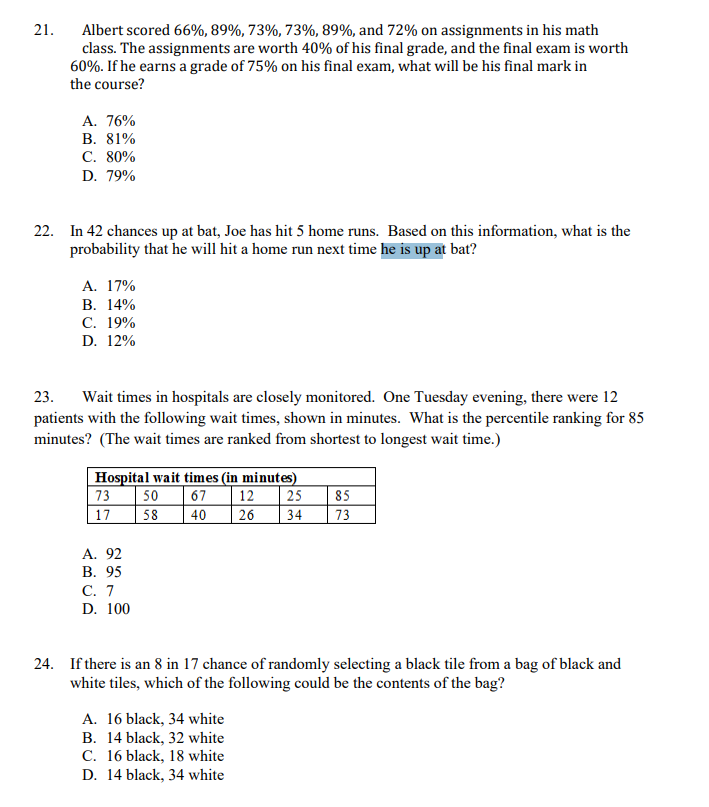 Multiple Cholce Please use the answer sheet