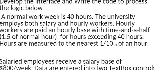 Develop the interface and write the code to