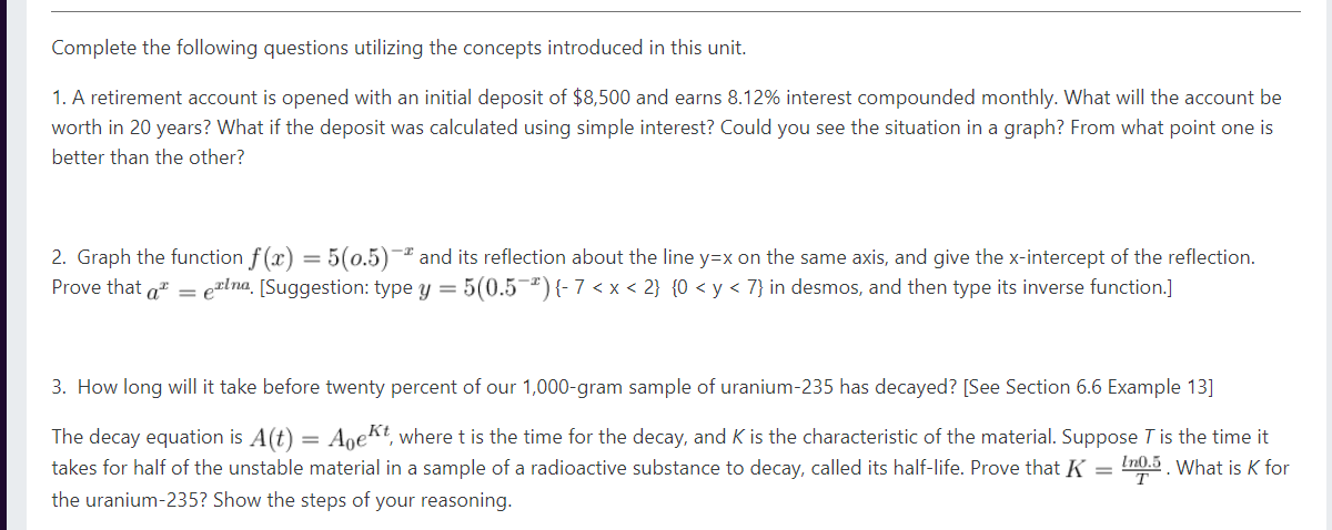 Complete the following questions utilizing the