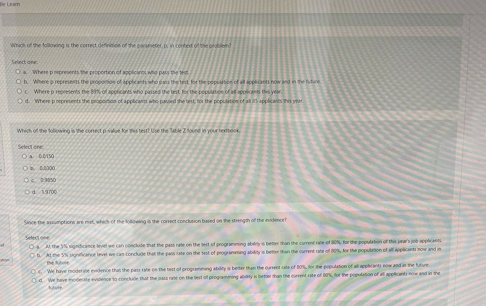 lle Learn Which of the following is the correct