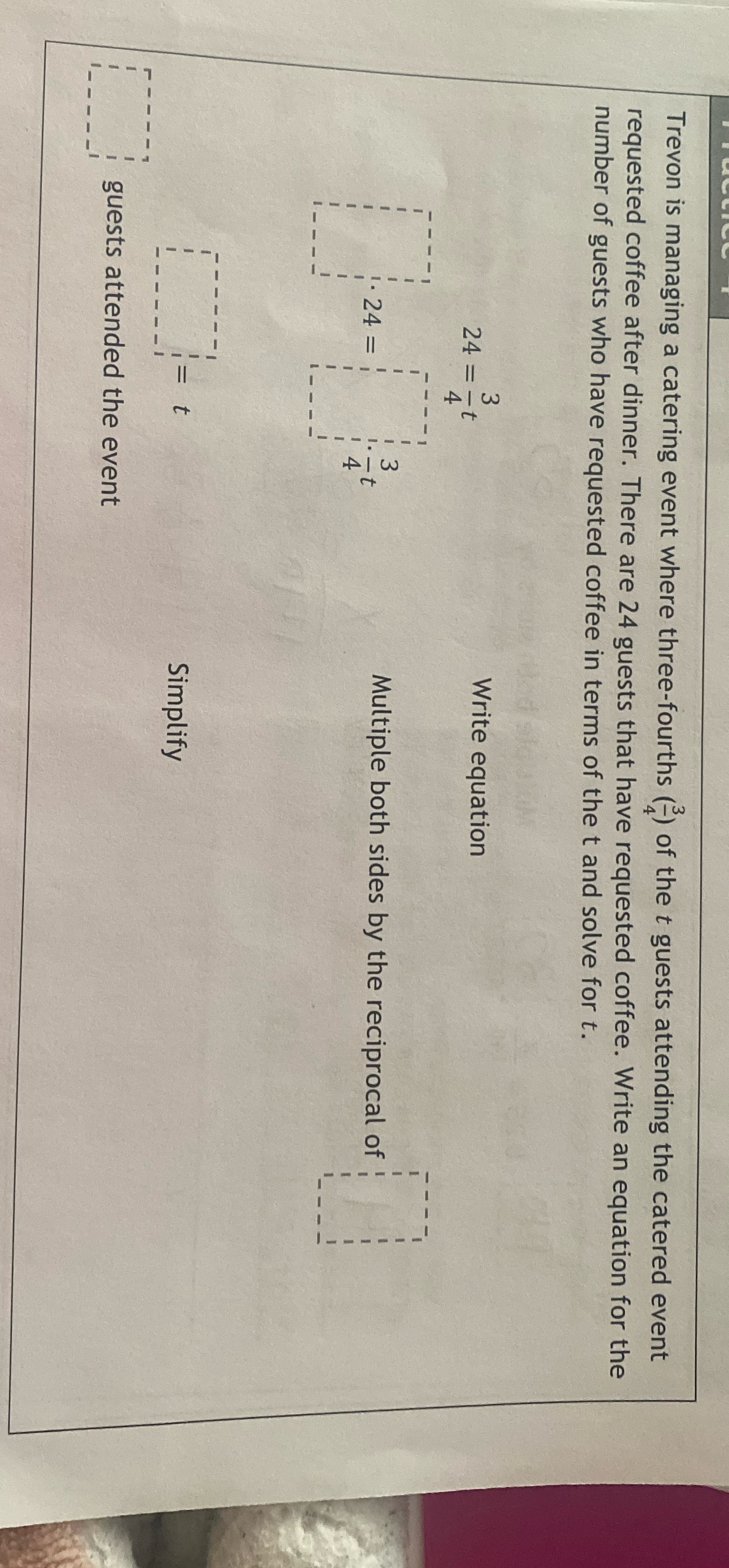 Trevon is managing a catering event where