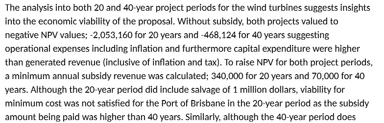 The analysis into both 20 and 40year project