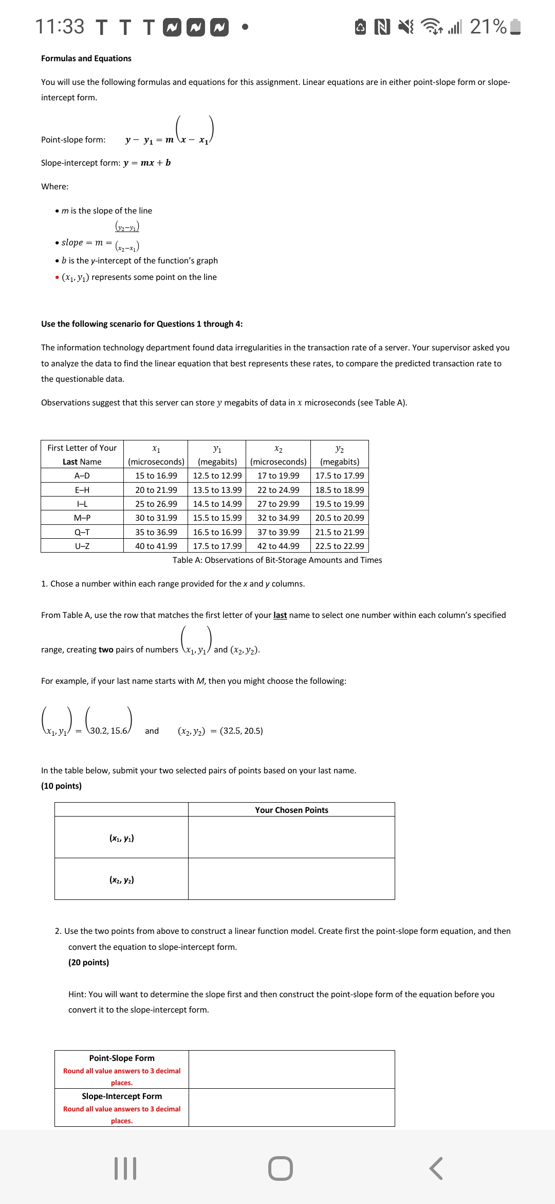 11:33 T T T000 ' Ilili'}..nl 21%| Assignment