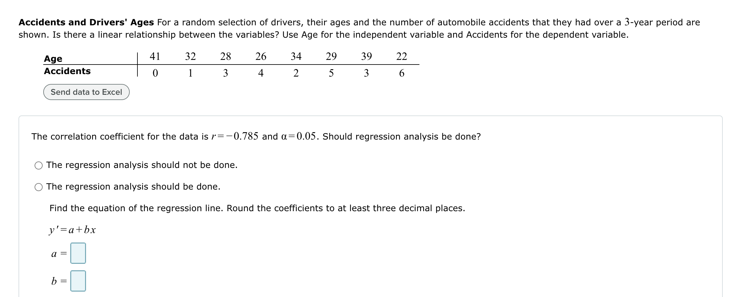 Accidents and Drivers' Ages For a random
