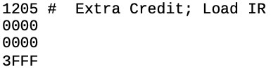 1205 # Extra Credit; Load IR 0000 3FFF