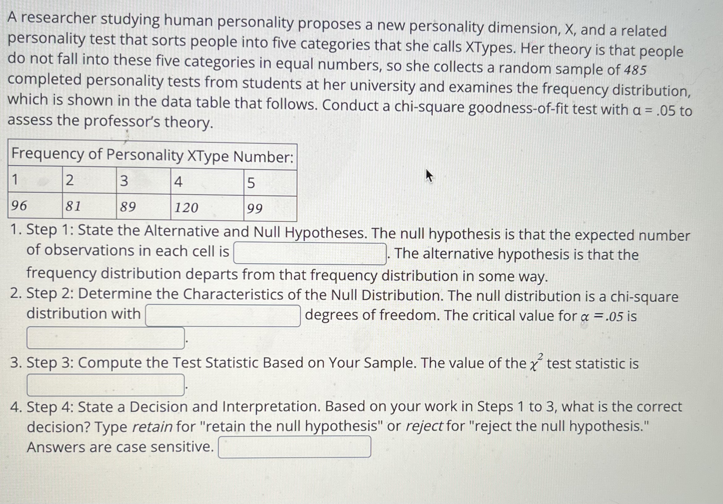 A researcher studying human personality proposes