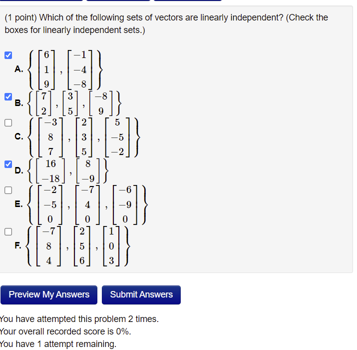Problem 1a) (1 point) Let 4 3 20 51: 5 , 52: 13 ,