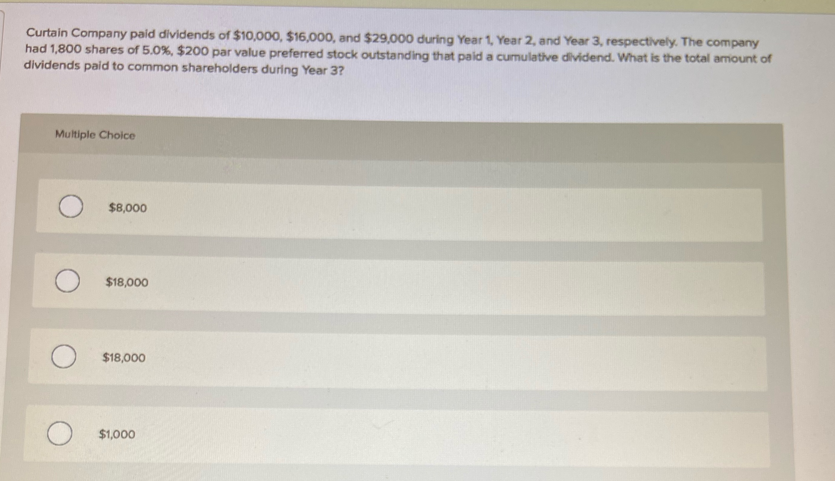 Curtain Company paid dividends of $10,000,
