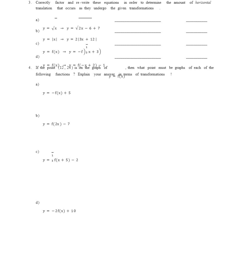 3. Correctly factor and re-write these equations