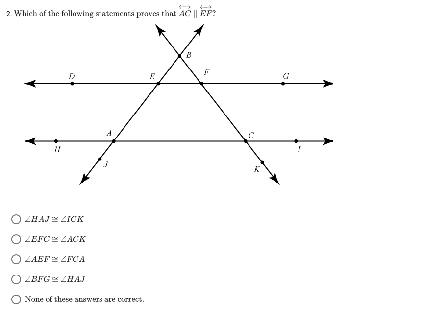 2. Which of the following statements proves that