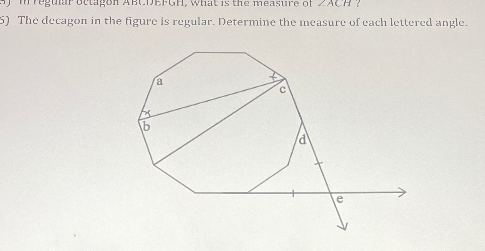 in regular octagon ABCDEFGH, what is the measure