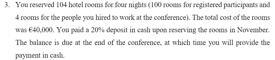 3. You reserved 104 hotel rooms for four nights