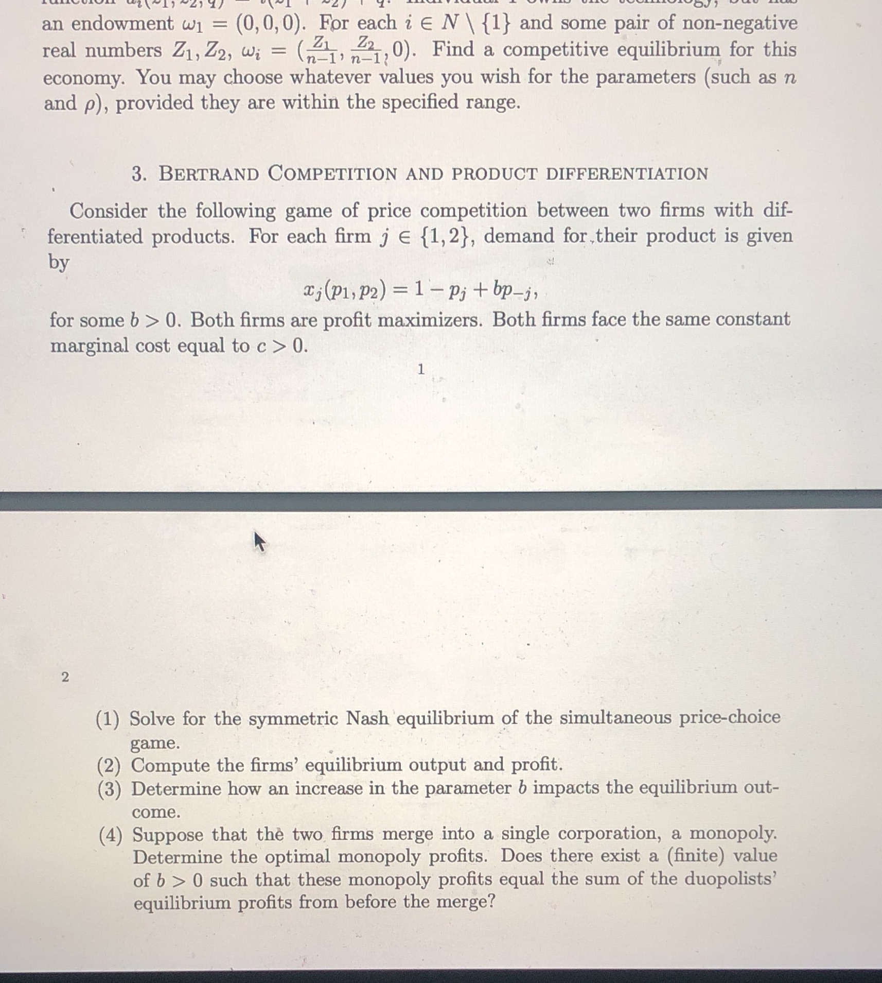 an endowment w1 = (0, 0, 0). For each i E N \\