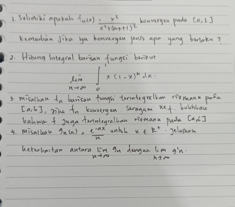 please give an answer for number 1 untill 4.