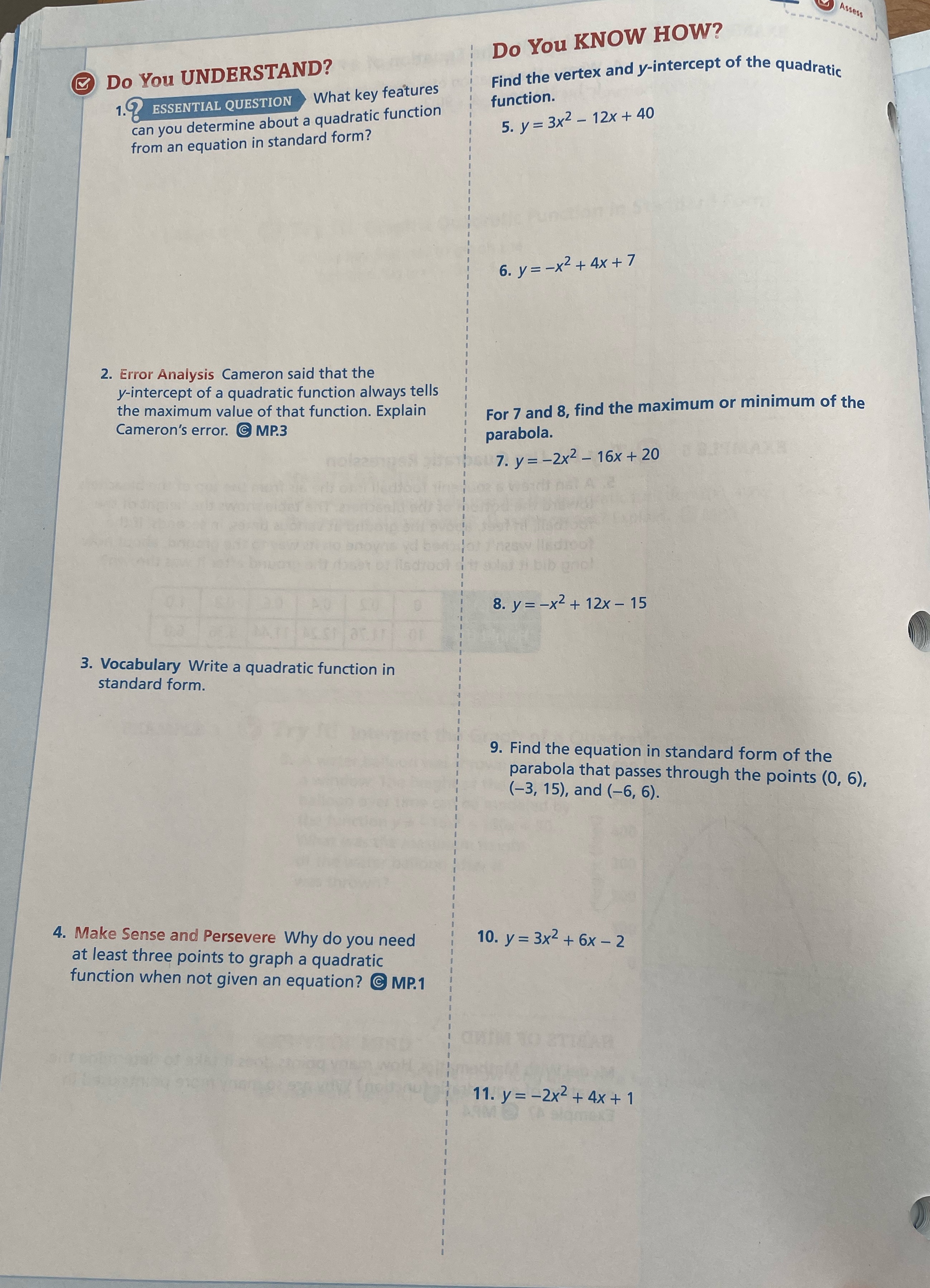 Assess Do You KNOW HOW? Do You UNDERSTAND? Find