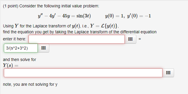 (1 point) Consider the following initial value