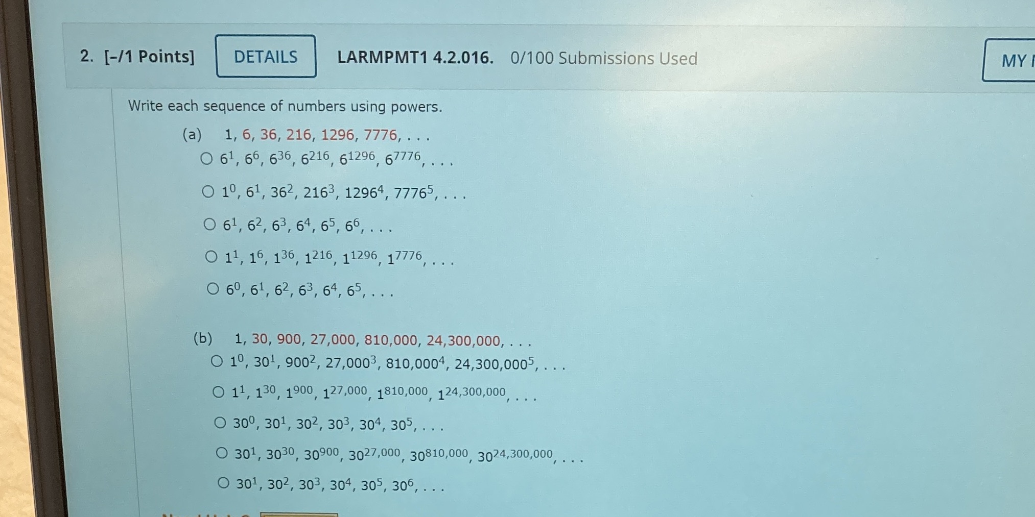 2. [-/1 Points] DETAILS LARMPMT1 4.2.016. 0/100