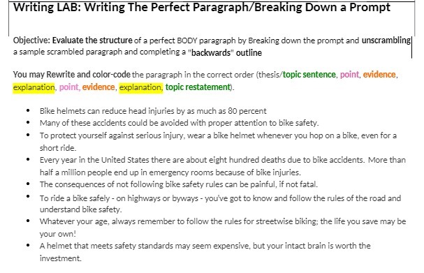 Writing LAB: Writing The Perfect