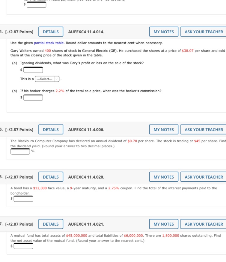[-/2.87 Points] DETAILS AUFEXC4 11.4.014. MY