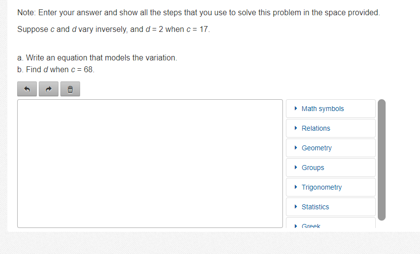 Note: Enter your answer and show all the steps
