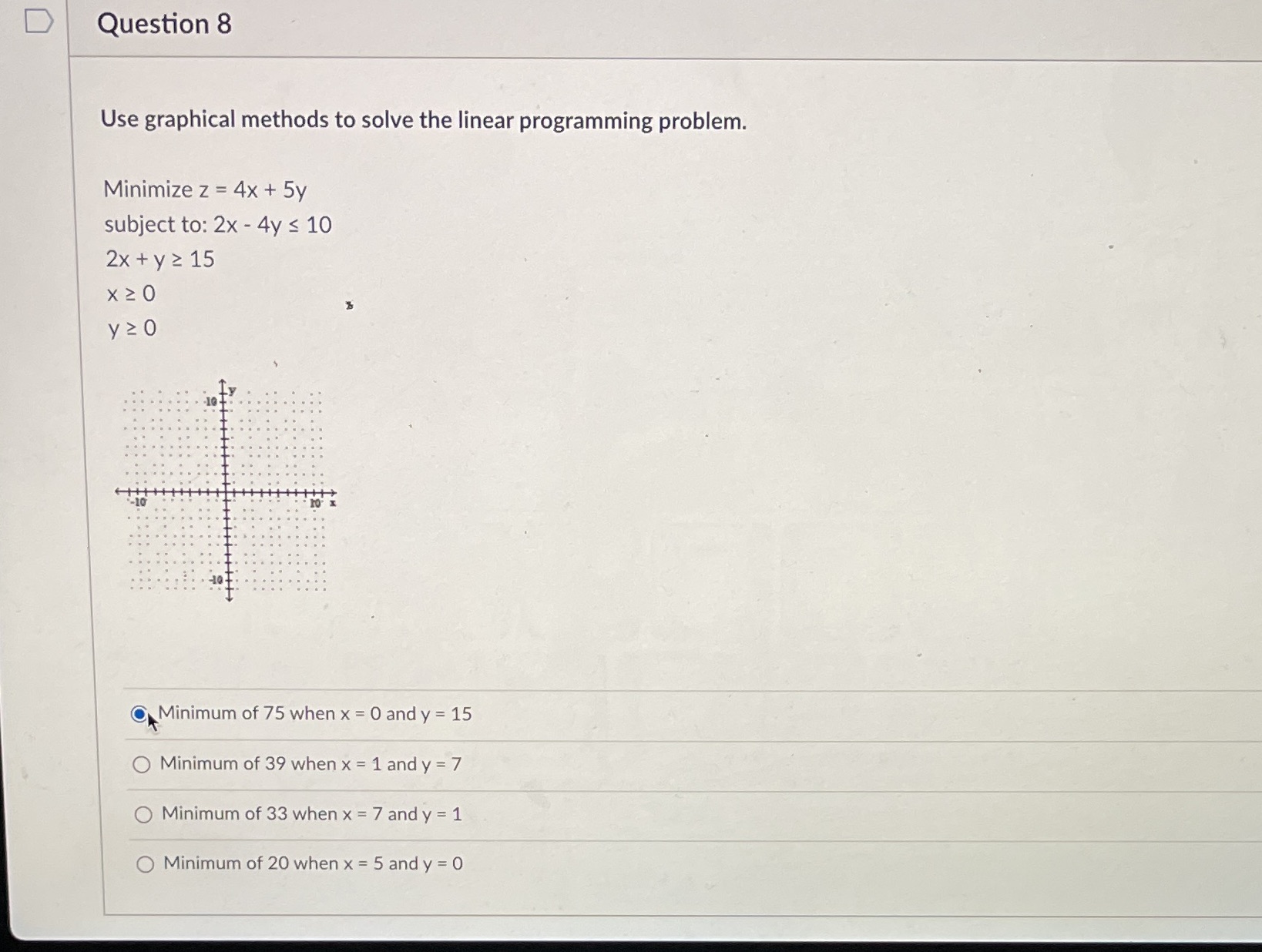 Finite D Question 8 Use graphical methods to