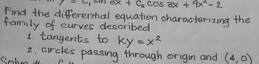 BX + C2 COS 3X + 9x- 2 Find the differential