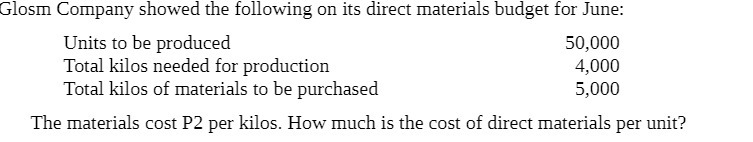 Glosm Company showed the following on its direct