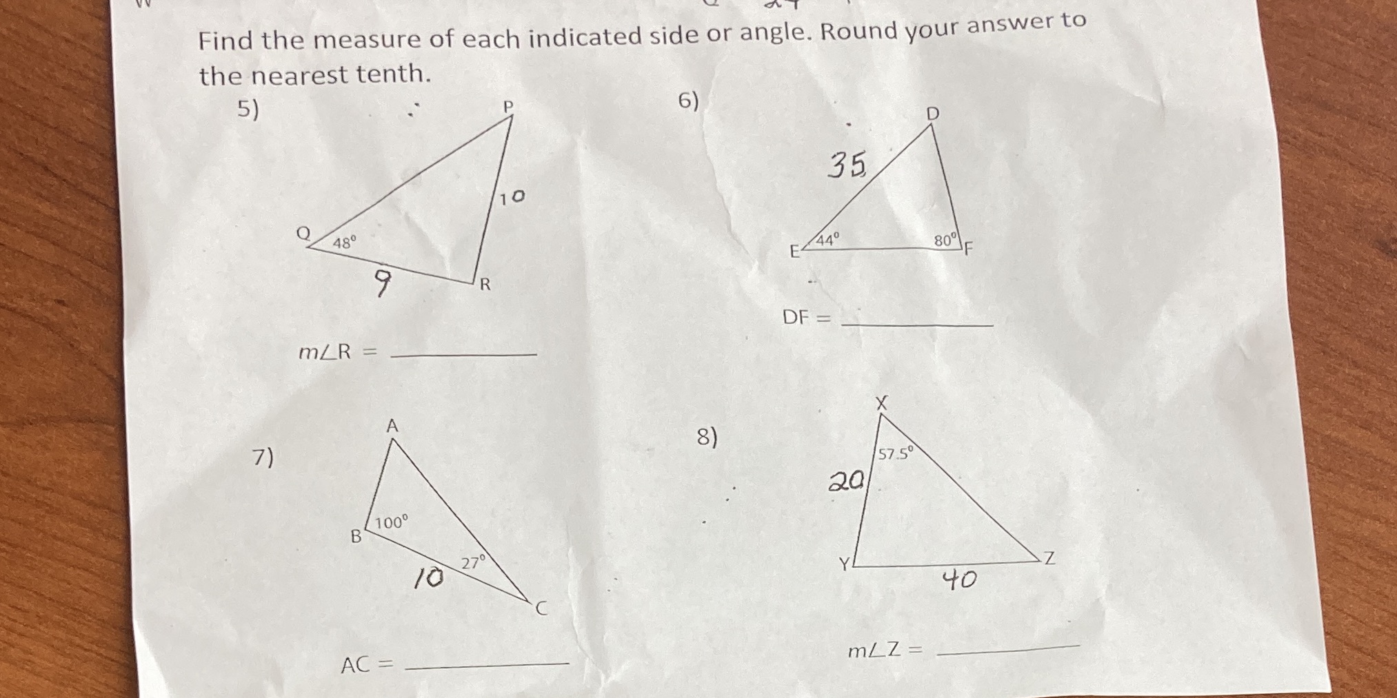 We have to show our work Find the measure of each