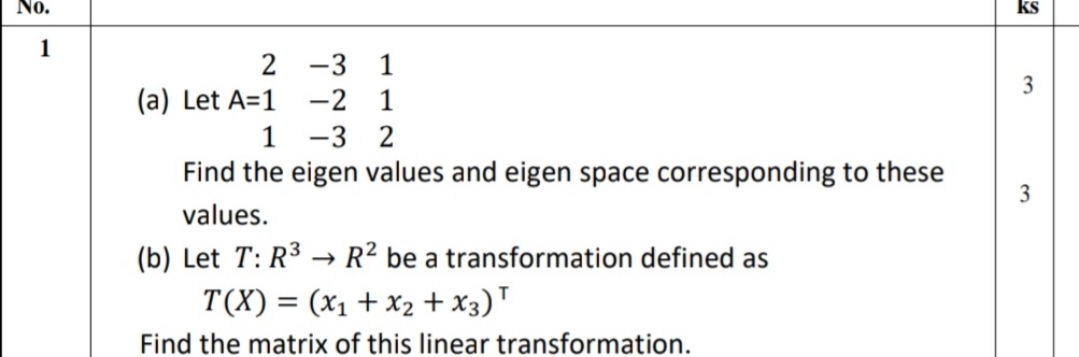 (a) Let A=2 ?3 11 ?2 11 ?3 2 Find the eigen