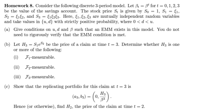 Homework 8. Consider the following discrete