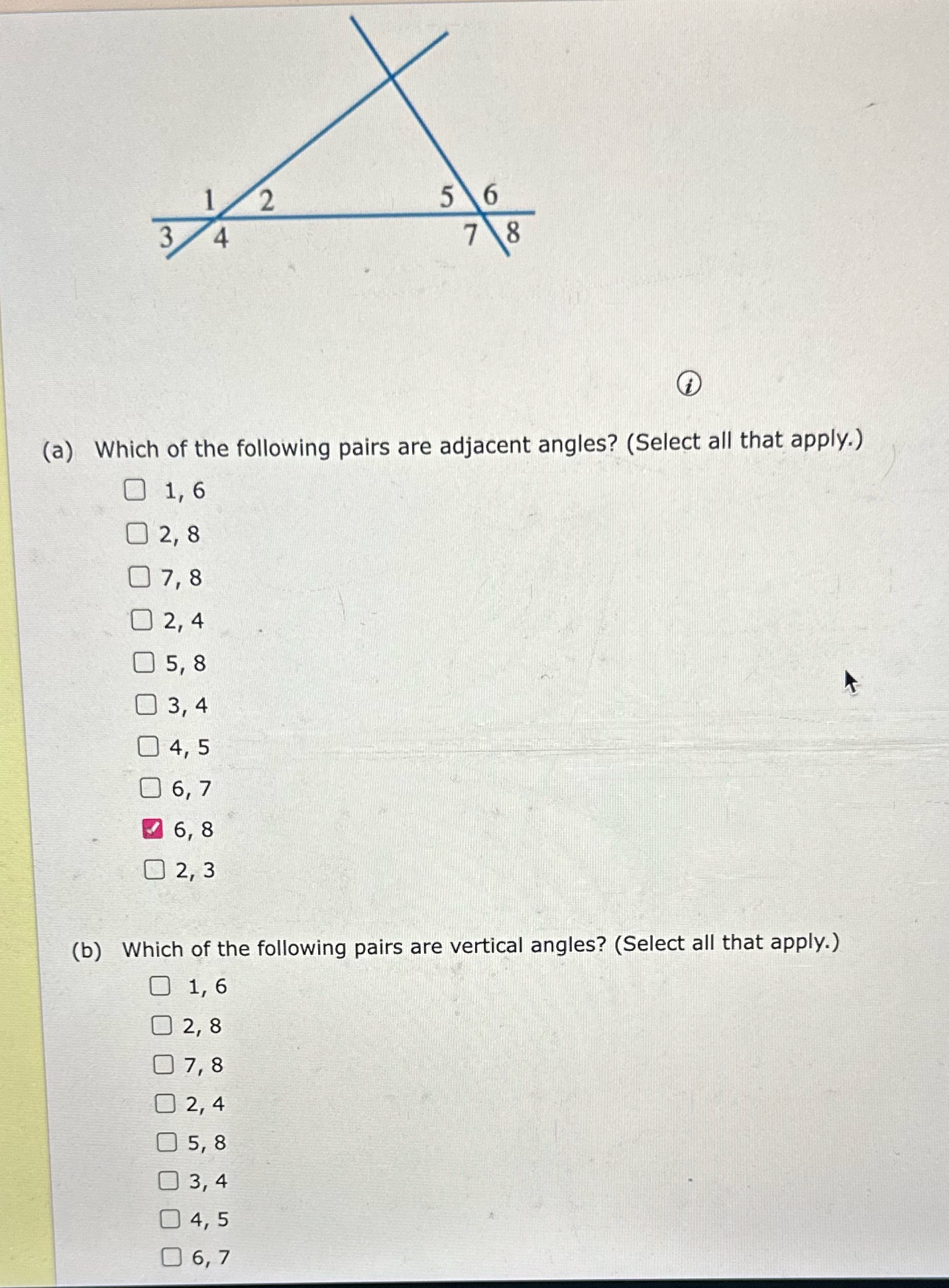 The other two points below 6,7 are (6,8) and