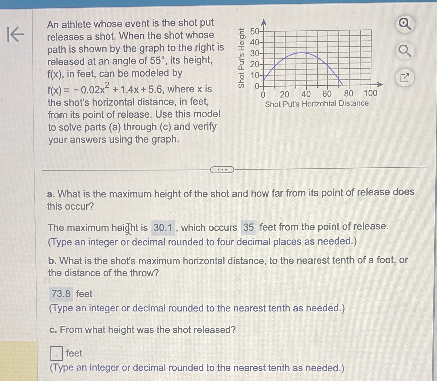 answer part c An athlete whose event is the shot