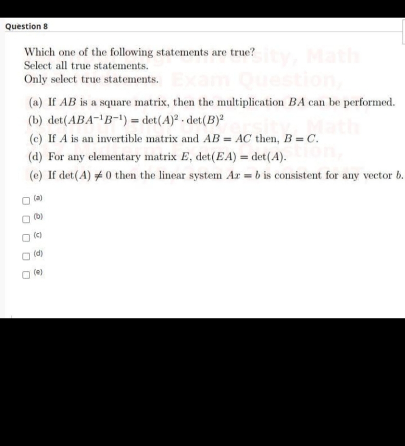 solve this asap Question 8 Which one of the