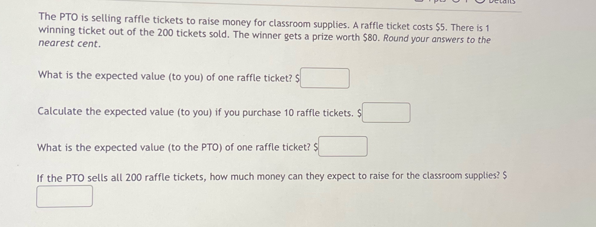 Help me solve this problem The PTO is selling