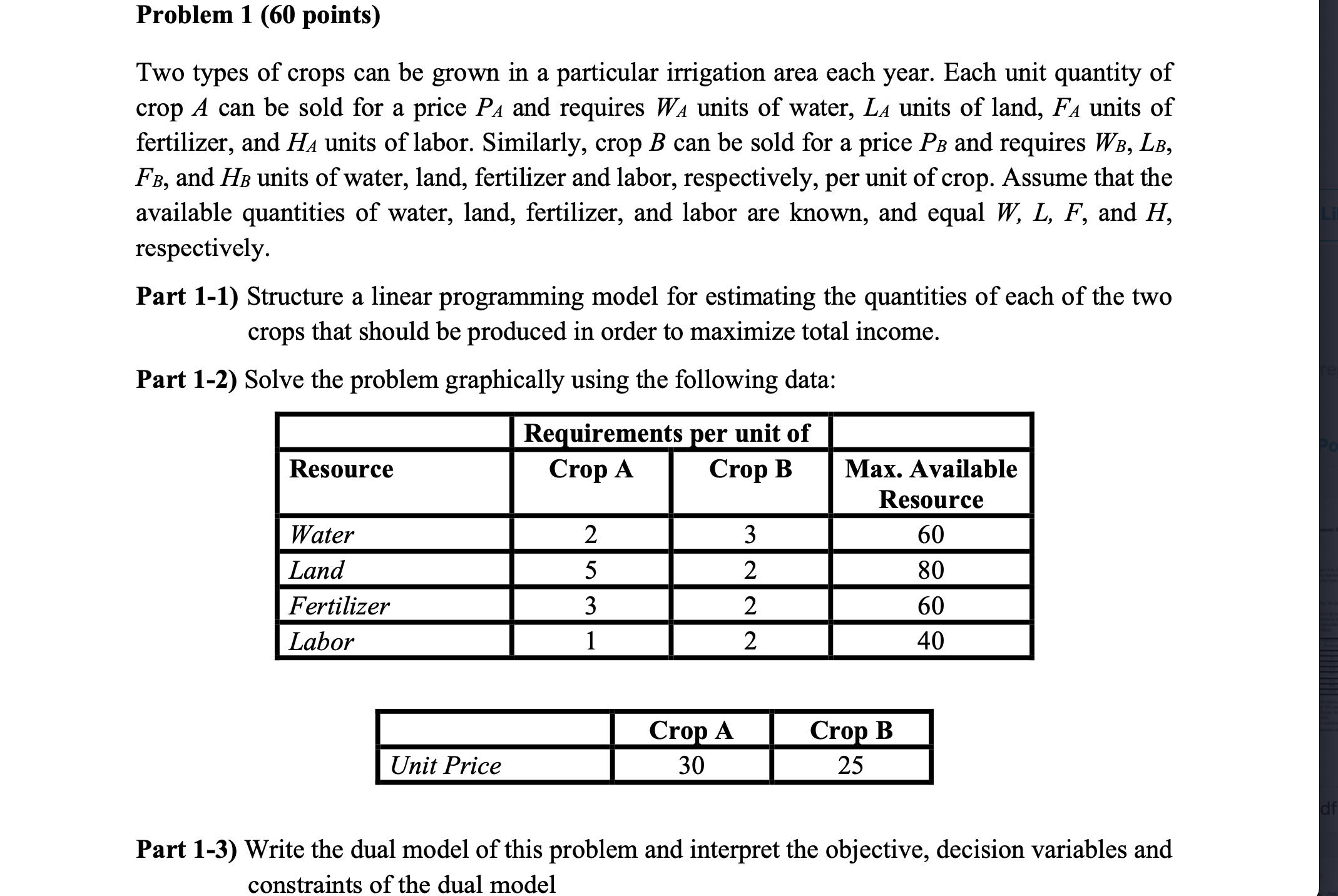 Part 1-3) Write the dual model of this problem