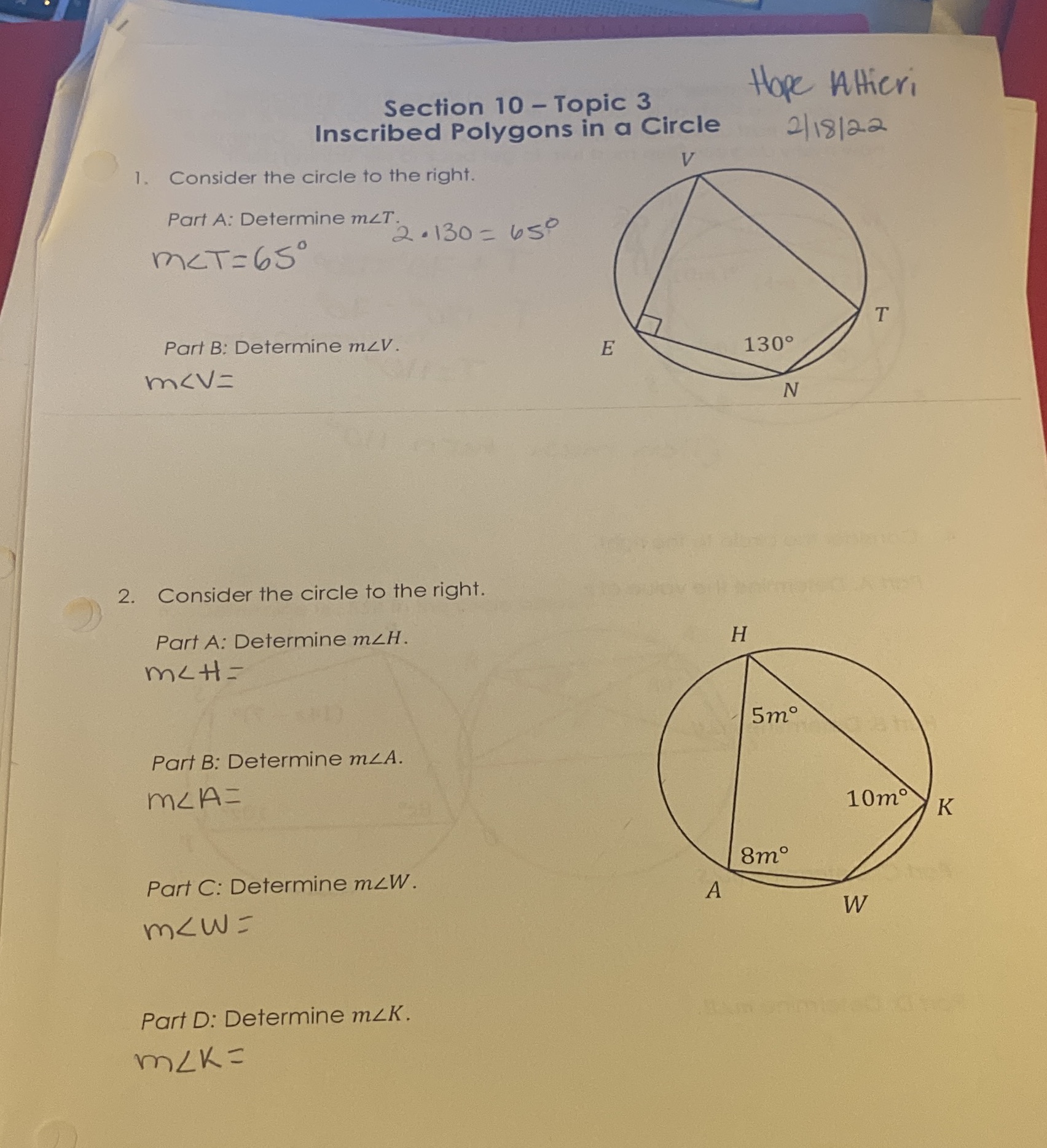 Please show all work Section 10 - Topic 3 Hope