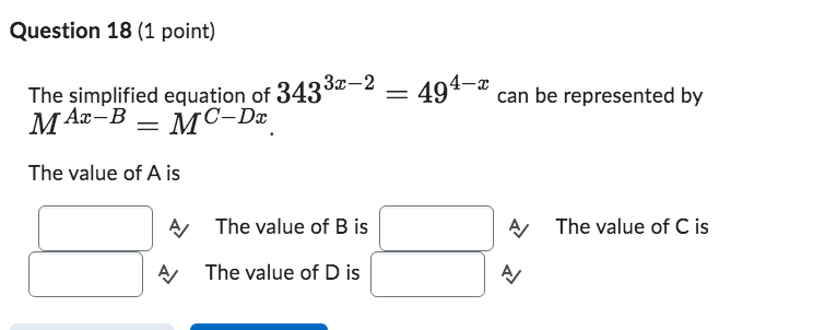 Question 18 (1 point) The simplified equation of