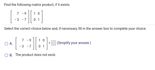 1. The sizes of two matrices A and B are given.