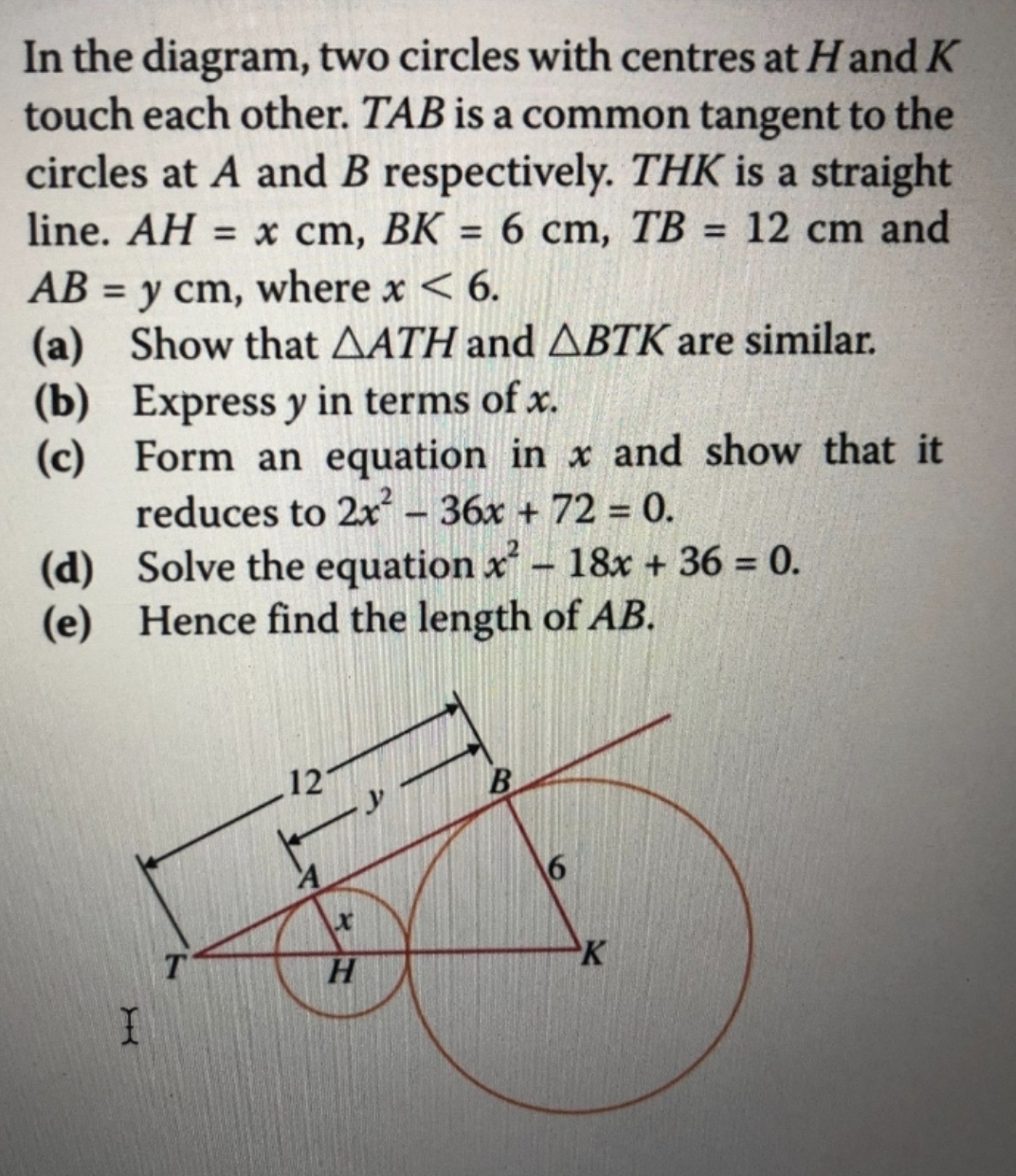 High school maths circle In the diagram, two